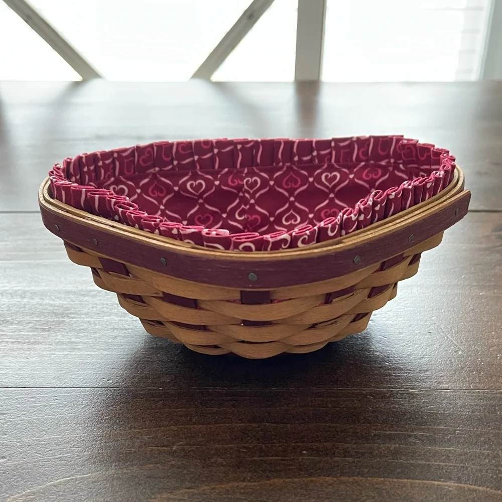 Longaberger Heart Shaped Basket with Liner